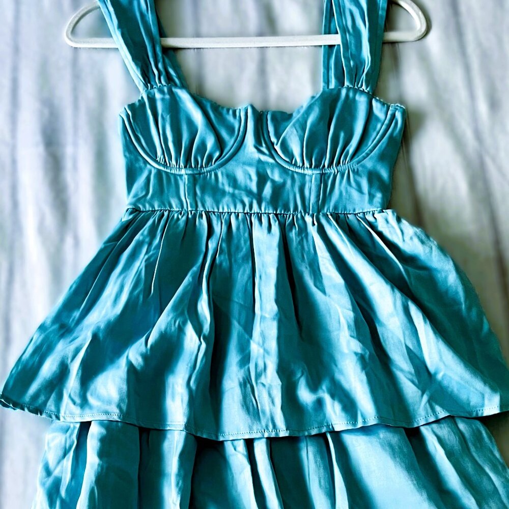 WeWoreWhat Corset Midi Dress | XS | Baby Blue